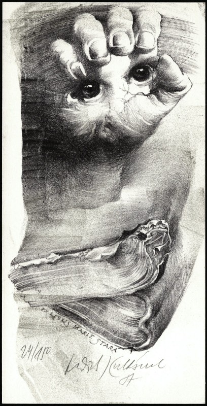 Oldřich Kulhánek - Ex libris Marie Stará - exlibris, litografie, 1987