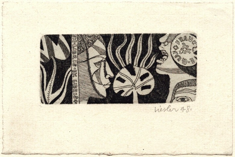 Josef Liesler, Exlibris Frau E. Graf, lept, 1948
