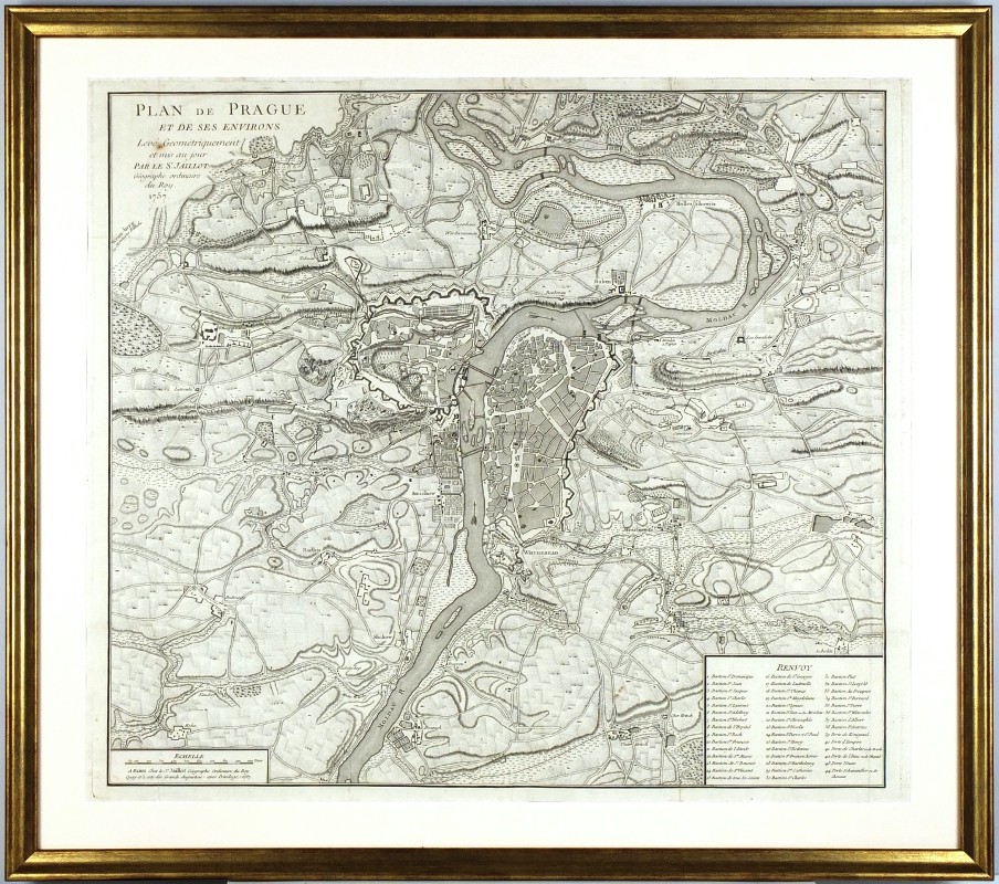 Plán Prahy - Plan de Prague et ses environs - Jaillot, 1757