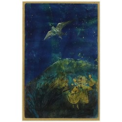 Kamil Lhoták - původní malba - kombinovaná technika - Oceánem světelných roků - 1963