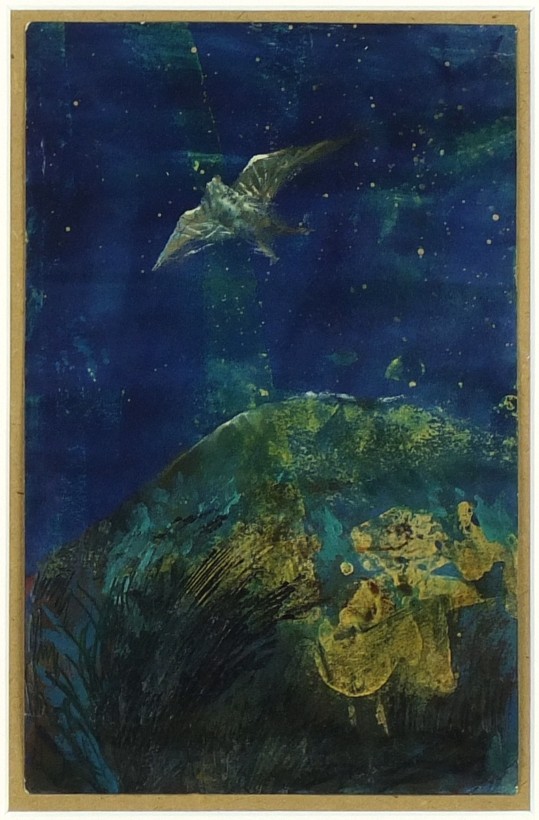 Kamil Lhoták - původní malba - kombinovaná technika - Oceánem světelných roků - 1963