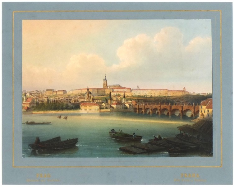 Praha. Malá Strana a Hradčany. Prag. Kleinseite und Hradschin - litografie, Haun, 1860