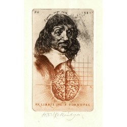 Oldřich Kulhánek - Descartes - Cogito, ergo sum, barvný lept, 1980