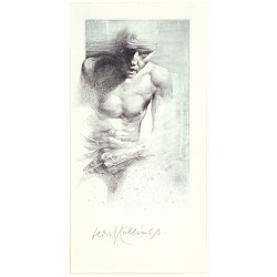 Oldřich Kulhánek - mužský poloakt - litografie, 1986