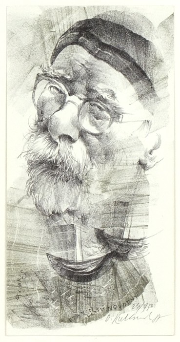 Oldřich Kulhánek - Jan Zrzavý - Ex libris Stanislav Novotný - litografie, 1987