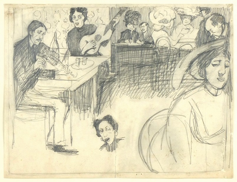 Alois Wierer - Zola - Zabiják - kresba tužkou, 1908