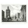 Prague - Charles Bridge - steel-engraving, 1840 - Der altstaedter Brueckenplatz mit dem Monumente Carl IV in Prag
