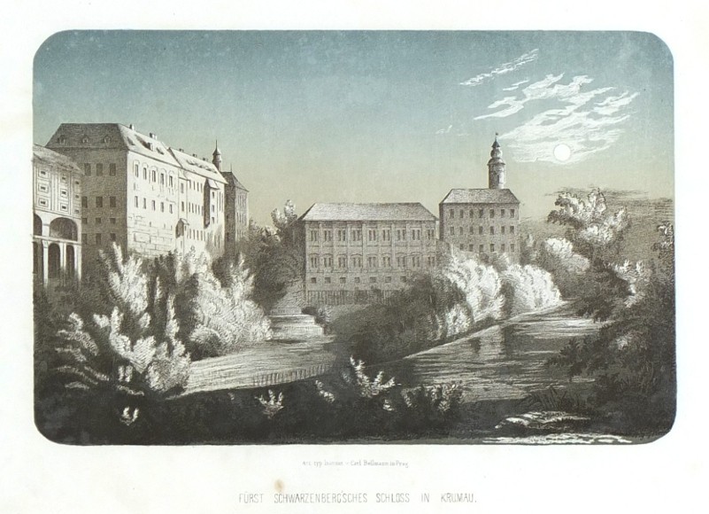 Český Krumlov - Fürst. Schwazenberg'sche Schloss in Krumau - litografie, 1855