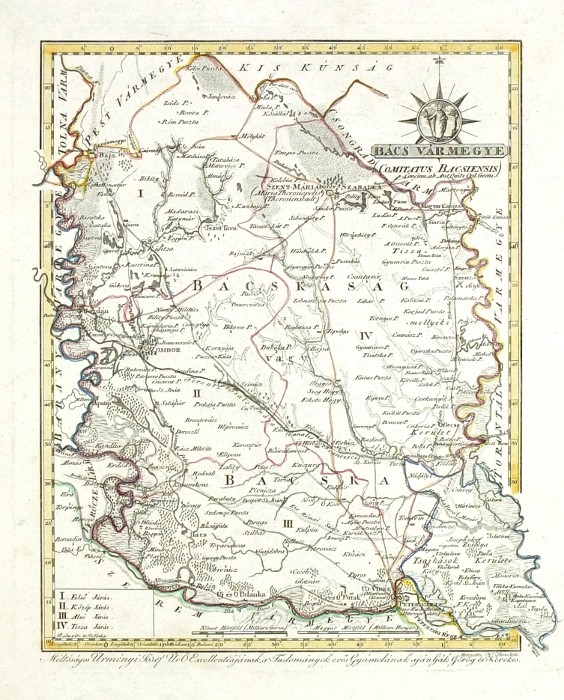 Serbien - Bács Vármegye - mapa, mědirytina, Görög, 1802