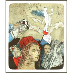 Josef Liesler, barevná litografie, 1980 - Pocta Dürerovi