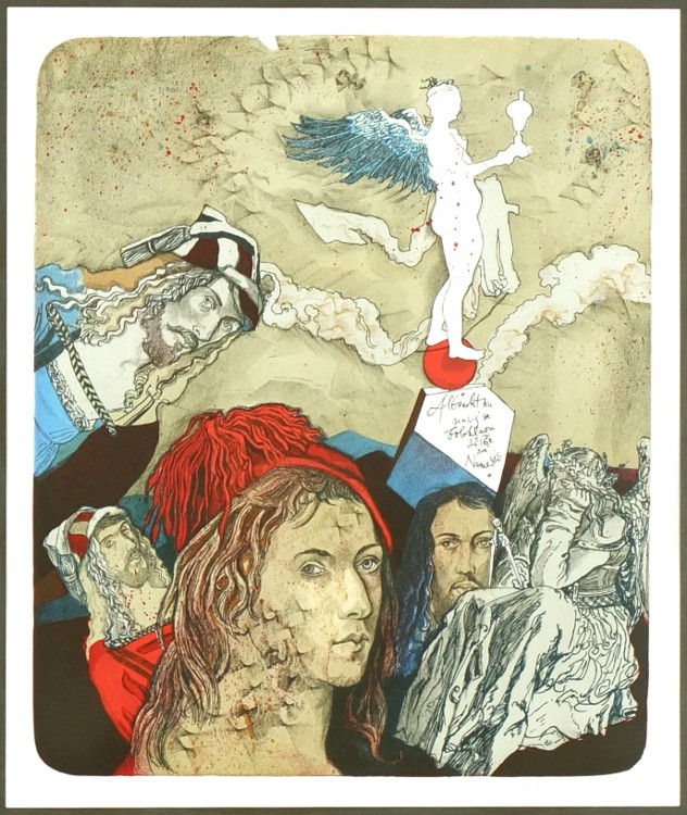 Josef Liesler, barevná litografie, 1980 - Pocta Dürerovi