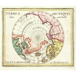 Arctic, North Pole - Terres Arctiques, copperplate map, Duval, 1676