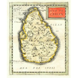 Cejlon, Srí Lanka - Isle de Ceilan, mědirytina, mapa, Duval, 1676