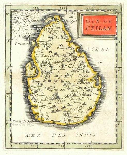 Ceylon, Stri Lanka - Isle de Ceilan, Kupferstich Karte, Duval, 1676