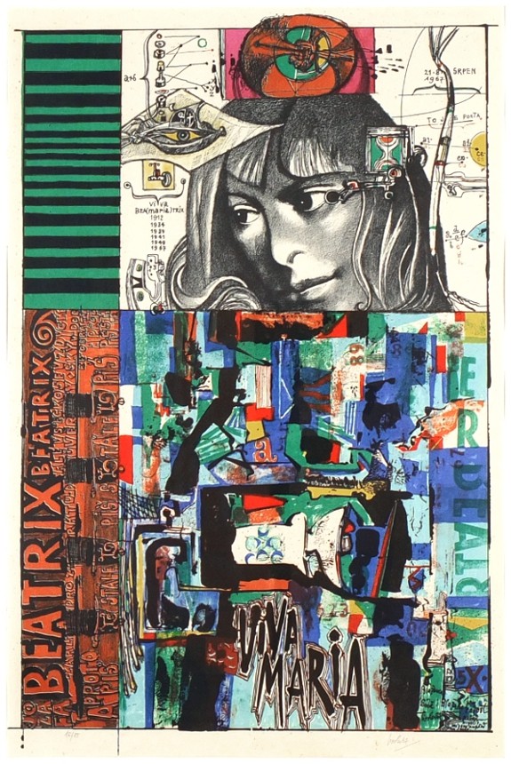 Josef Liesler, Beatrix, barevná litografie, 1967