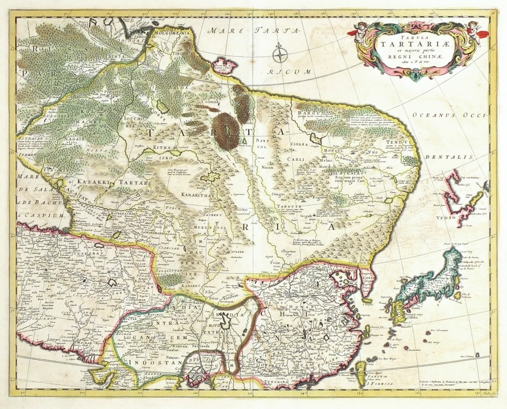 Ostasien - Tabula Tartariae et majoris partis Regni Chinae, Kupferstich Karte, de Wit, 1680
