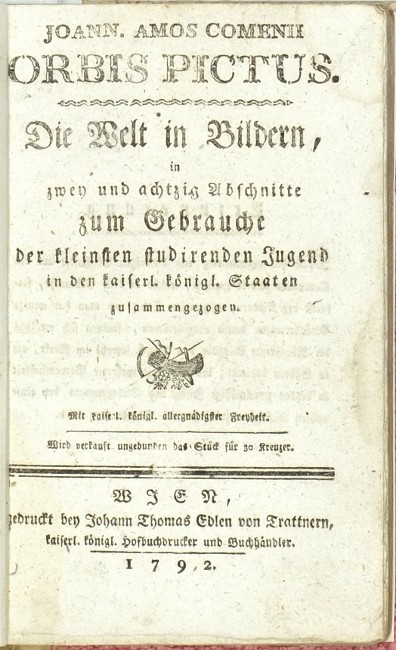 Comenius - Orbis Pictus. Die Welt in Bildern, Vienna, 1792