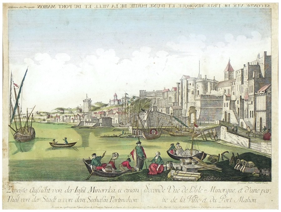 Menorca - Mahón - copperplate engraving, Leizel, Fontaine, 1780
