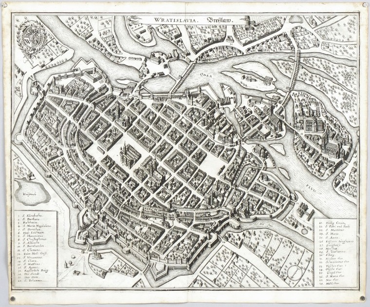 Breslau - Wratislavia, Breslaw, Kupferstich, Merian, 1650