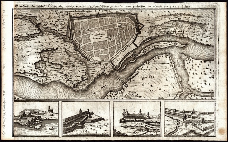 Litoměřice - Grundriß der Statt Leütmaritz, mědirytina, Merian, 1650
