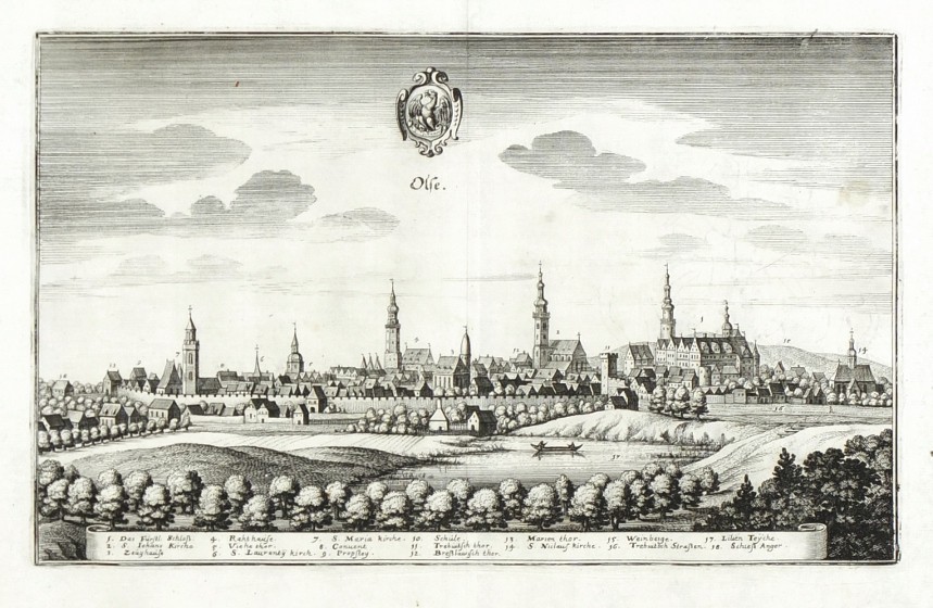 Oleśnica - Olse, copperplate engraving, Merian, 1650