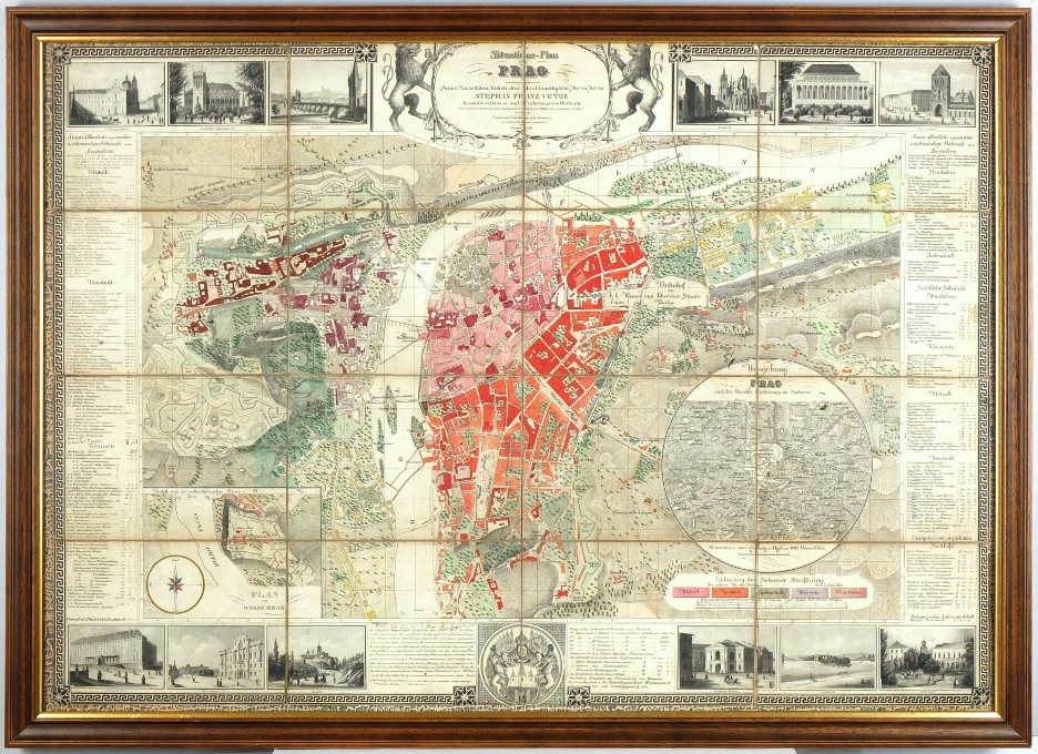 Praha - Jan Loth - Plán Prahy - Situations-Plan von Prag, litografie, 1848