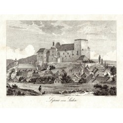 Lipnice nad Sázavou - Lipnic von Süden, kamenorytina, Heber, 1844