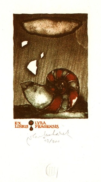 Vladimír Suchánek, Ex Libris Lyra Pragensis, litografie, 1982