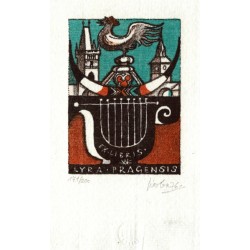 Josef Liesler, Ex Libris Lyra Pragensis, litografie, 1976