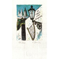 Cyril Bouda, Ex Libris Lyra Pragensis, litografie, 1982