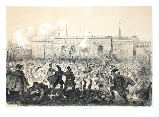 Erstürmung des Burgthores in Wien am 31. October 1848 - Alte Landkarte