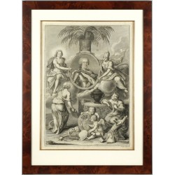 August II. Silný - portrét, mědirytina, Bernigeroth, 1710