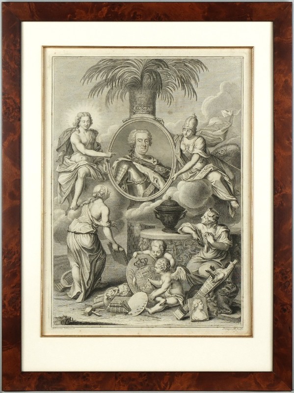 August II der Strong - portrait, copperplate engraving, Bernigeroth, 1710