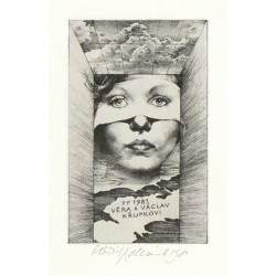 Oldřich Kulhánek - PF 1981 Věra & Václav Křupkovi, novoročenka, litografie, 1980