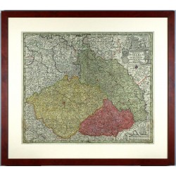 Čechy, Morava, Slezsko, Lužice - Mappa Geographica Regnum Bohemiae ..., mědirytina, mapa, Seutter, 1730