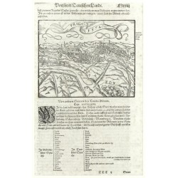 Praha - Praga. 1574, dřevořez, Münster, Cosmographey