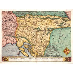 Slovenia, Serbia, Croatia, Bosnia, Istria - Schlavoniae, Croatiae ..., copperplate map, Ortelius, 1570