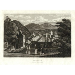 Karlovy Vary - Carlsbad vom Wege nach Hammer, ocelorytina, 1840