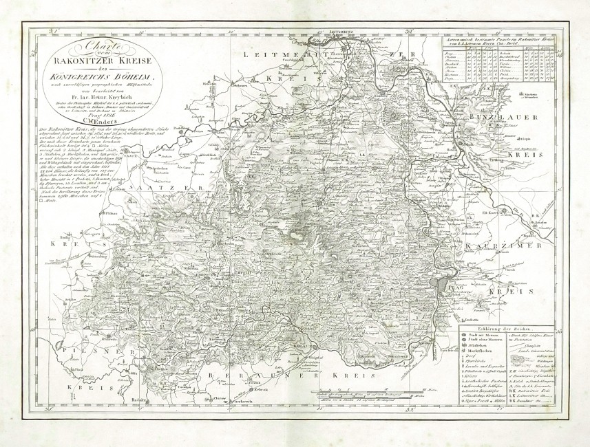 Kreibich - Rakovnicko - Charte vom Rakonitzer Kreise, litografie, 1826
