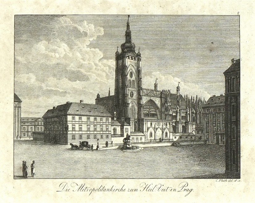 Praha, Katedrála sv. Víta - Pluth, Die Metropolitankirche zum Heil. Veit in Prag, mědirytina, 1820