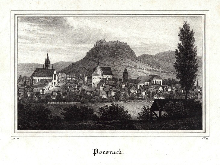 Pößneck - Poesneck, Lithographie, Sachsens Kirchen-Galerie, 1840
