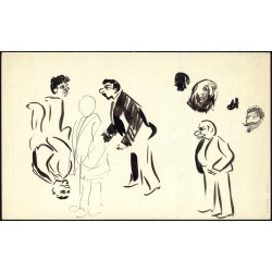 František Gellner - Studie - figurální a obličeje, kresby tuší, 1910