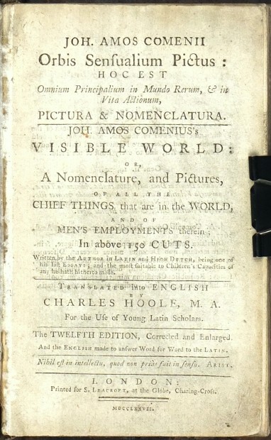 Komenský - Hoole - Orbis Sensualium Pictus, Visible World, Londýn, Leacroft, 1777