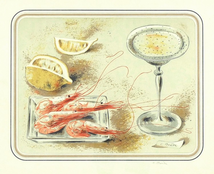 Cyril Bouda - Krevety s citronem, barená litografie, 1943