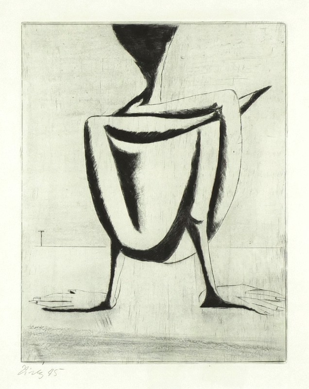 František Tichý  - Hadí muž III (Žabí muž), suchá jehla, 1945