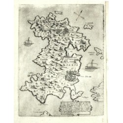 Chios, Greece - Scio. Chio ... Insula, copperplate map, Camocio, Isole Famose, 1571