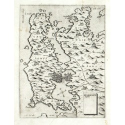 Euboea - Negroponte Insula, copperplate map, Camocio, Isole Famose, 1571