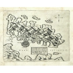Korcula, Kroatien, Curciola insula, Kupferstich Karte, Camocio, Isole Famose, 1571