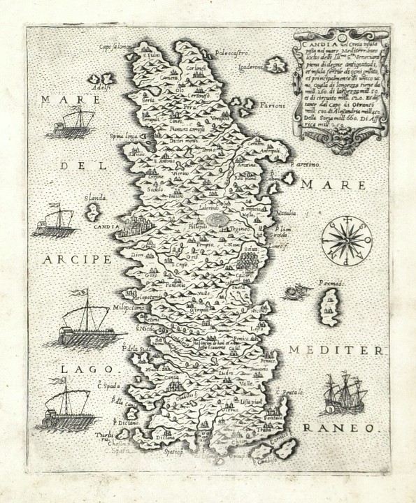 Kreta, Griechenland - Candia vel Creta insula, Kupferstich Karte, Camocio, Isole Famose, 1571