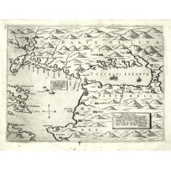 Golf von Korinth, Golfo di Lepanto, Kupferstich Karte, Camocio, Isole Famose, 1571